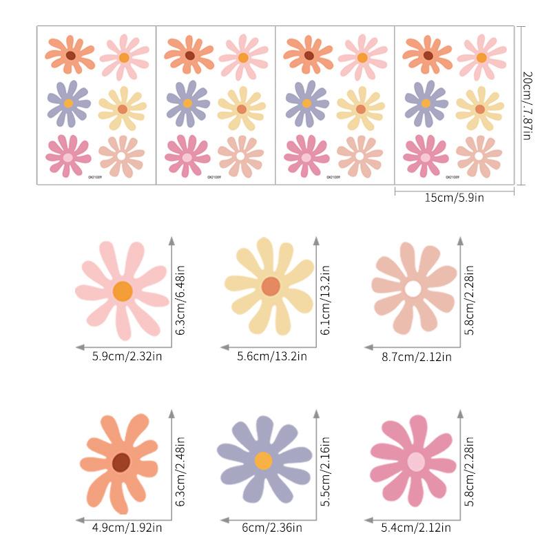 

Daisy Floral Wall Stickers Children Nursery Vinyl Wall Art Decal Kids Baby Peel and Stick Girls Room Interior Home Decor 15x 20cm 4 sheets