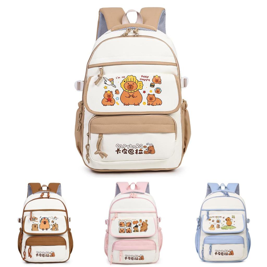 Capybara Kids Backpack With Cartoon Pattern And Lightweight Oxford Fabric For School Use