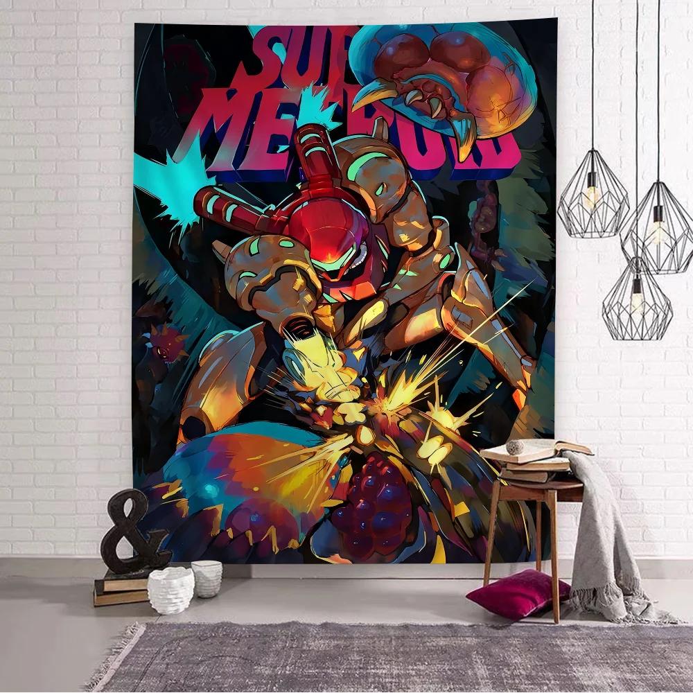 Metroid Themed Anime Tapestry Hanging Tarot Hippie Wall Rugs Dorm Home Decor