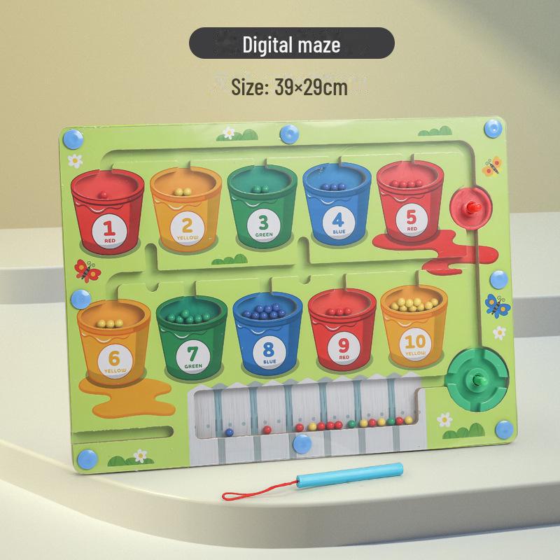 Children's Wooden Magnetic Maze & Color Counting Board for Logical Thinking