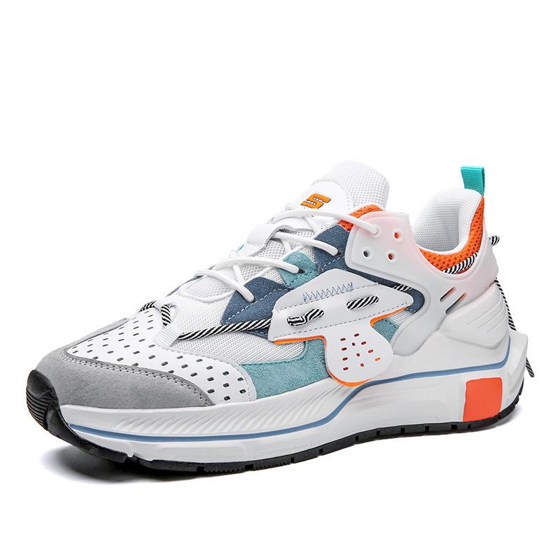 Frühling neue Farbkombination Dad Shoes Plateau FreizeitsportSchuhe Schnürung vorne Mittelhohe Schuhe Große Größen Schuhe