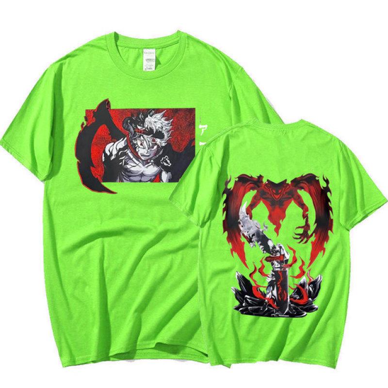 Japansk Anime Black Clover T-shirt Asta Dubbelsidig grafisk T-shirt Harajuku Summer Casual Cotton Oversized T-shirts Par