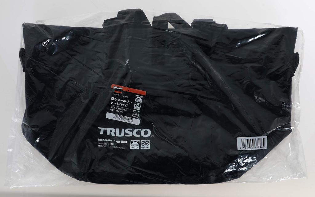 TRUSCO Waterproof Tarpaulin Tote Bag, Large, Black, TTBL-BK
