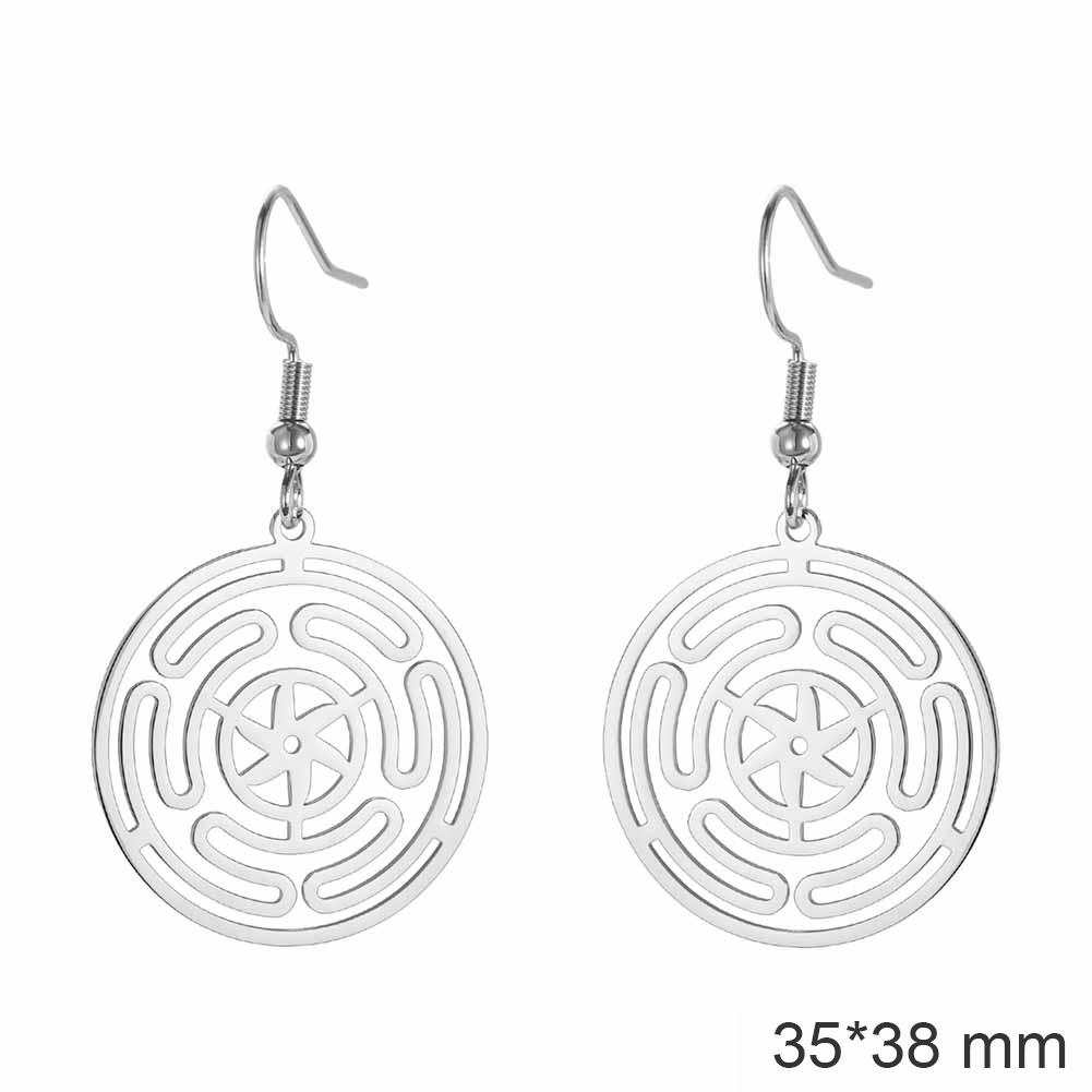 Dawapara Wheel of Hecate Pentagram Earrings Sigil of Lilith Moon Goddess Pentacle Symbol Stainless Steel Earrings Wiccan Jewelry