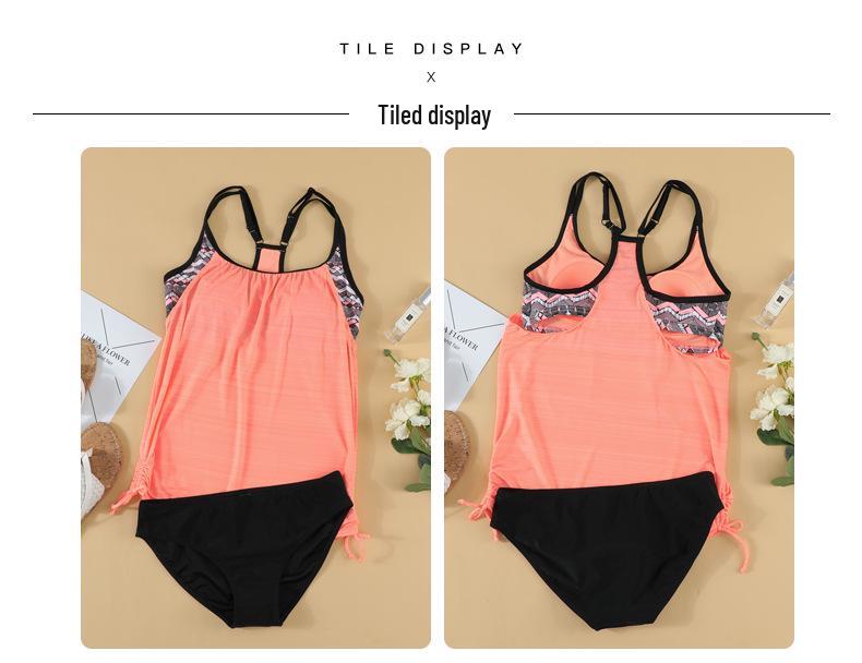 Sleeveless Solid Color Split Tankini - Women's Sexy Summer Beach Swimsuit Set