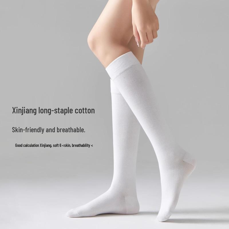 Women's Pressure-Reducing Slimming Summer Socks: Over-the-Knee, Mid-Calf, Black, Half-Length JK Style with Leather Shoe Pairing