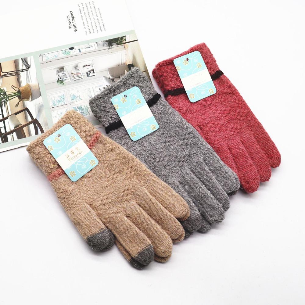 Touch Screen Wool Gloves Women's Winter Warm Gloves Are Divided Into Five-finger Magic Gloves Supermarket