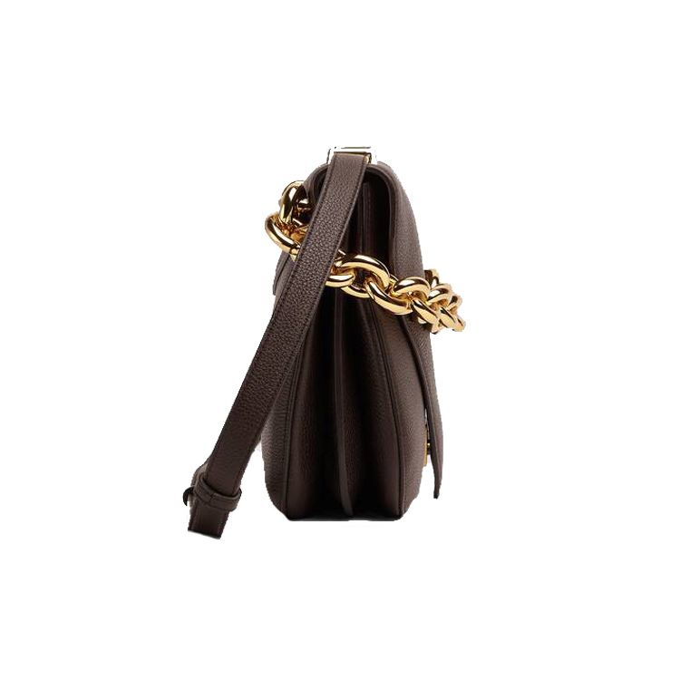 Bottega Veneta Solid Gold Thick Chain Envelope Bag Women Shoulder Bag Soft-Candy Brown 667398-V12M0-2132