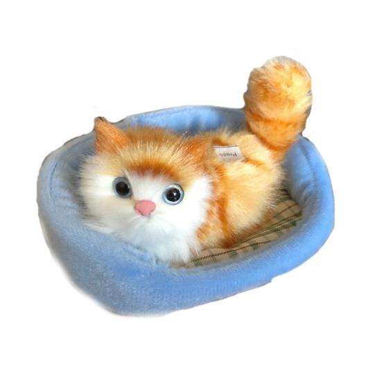 Kinder Simulation Miau Geräusch Katze Schläft im Nest Plüschtier Heimschmuck Autodeko