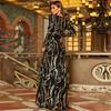 Cross-Border European and American Style Long-Sleeved Elegant V-Neck Sexy Long Sequined Evening Gown Bridesmaid Dress Long Dress