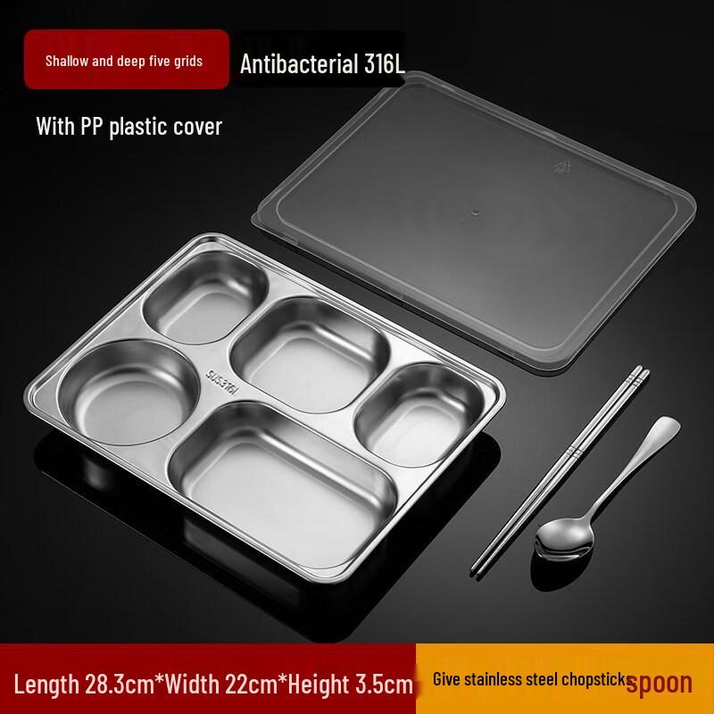 316L Stainless Steel Divided Lunch Tray