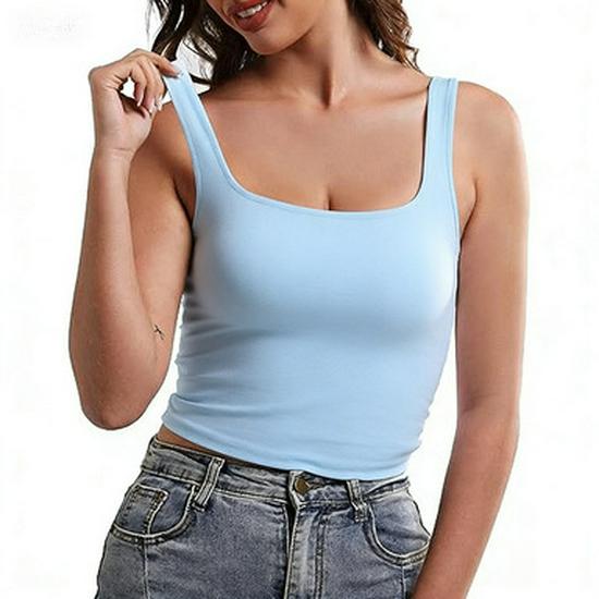 Women's Summer Square Neck Sleeveless Tank Top - Stylish Design