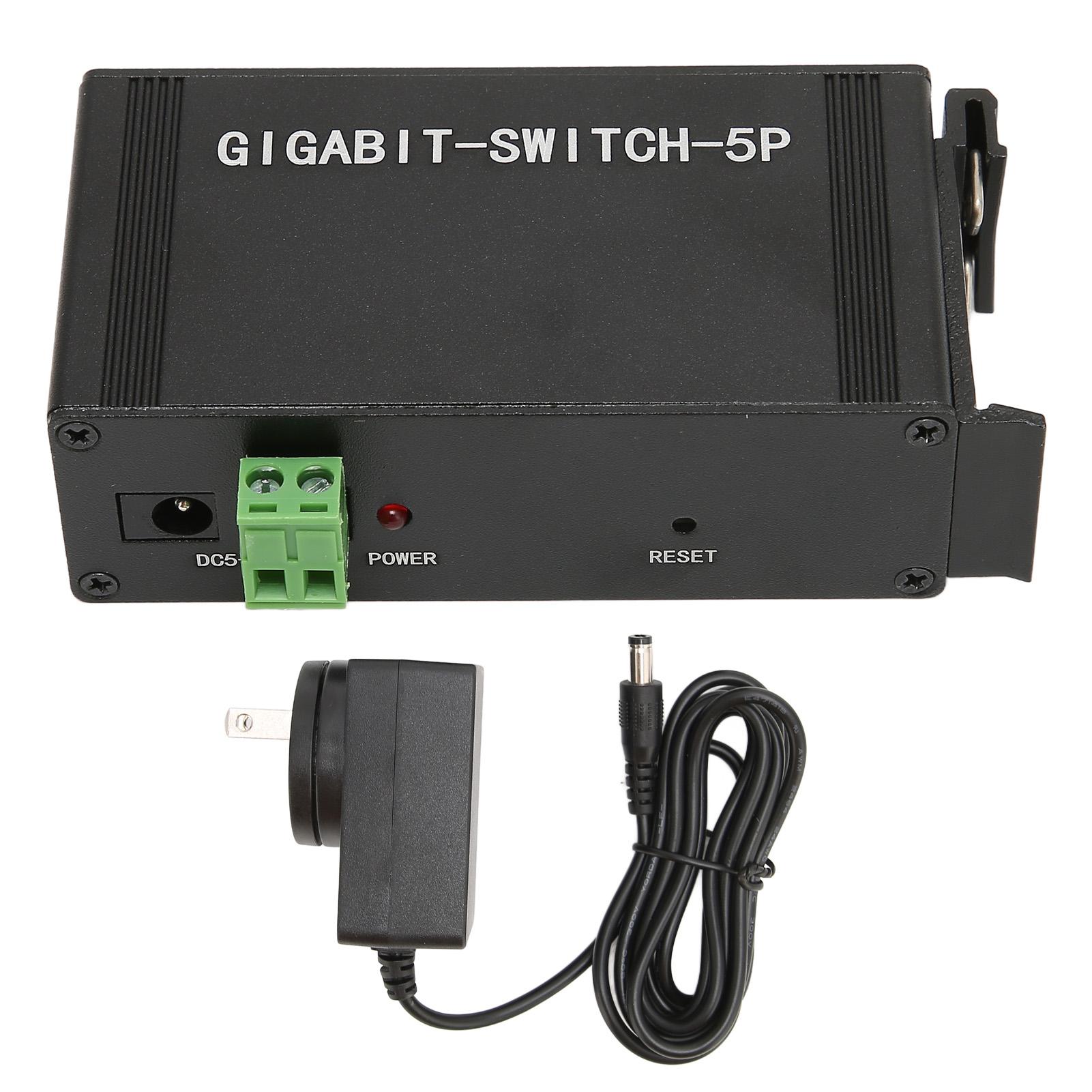 

5 Ports Gigabit Ethernet Switch Full Duplex 10 100 1000M Aluminum Alloy Computer Networking Switches US Plug