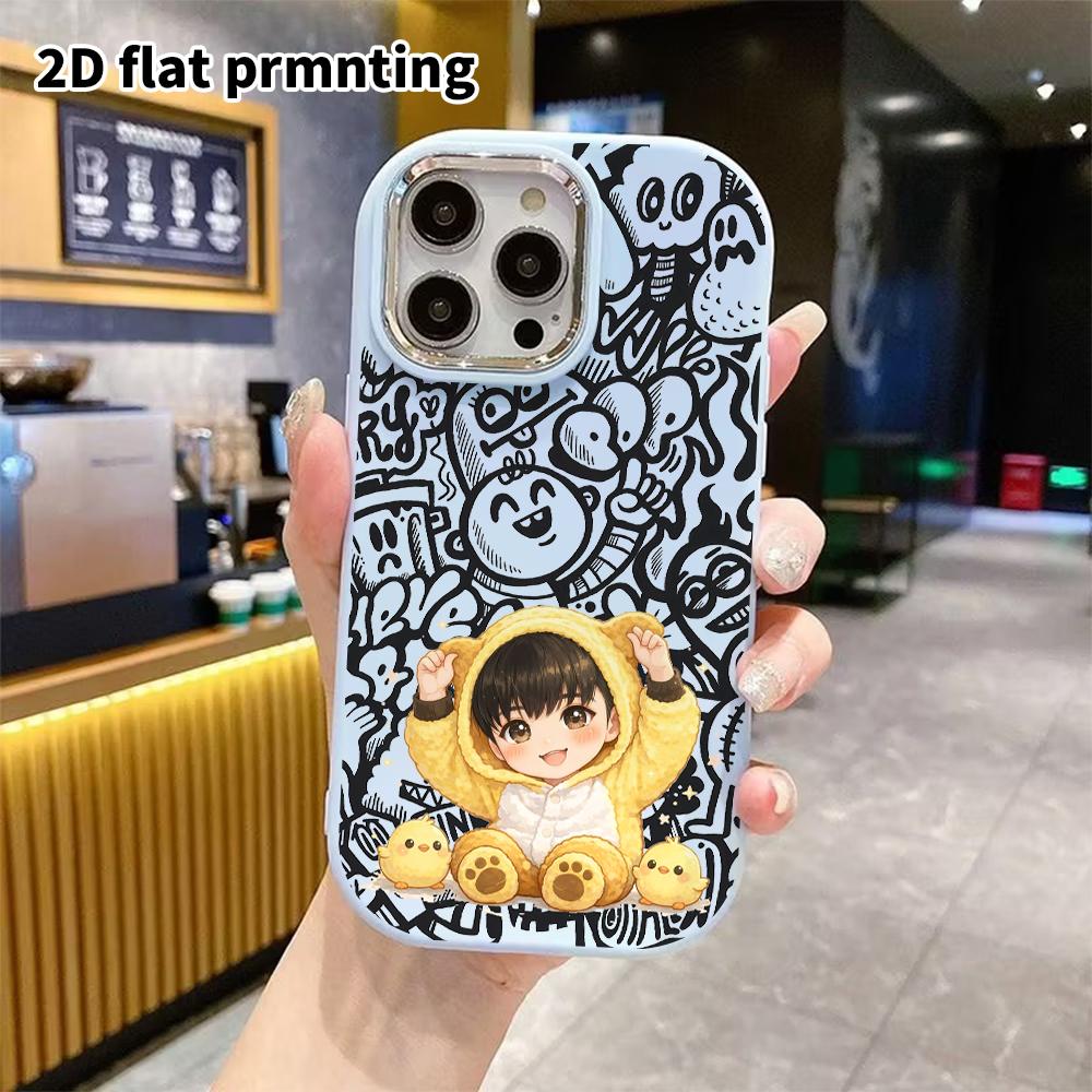 Phone Case: 2D Flat Design Suitable for iPhone 18 17 16 15 14 13 Pro Protective Case, Couple Style, Cute Young Boy, Christmas and Halloween Gift