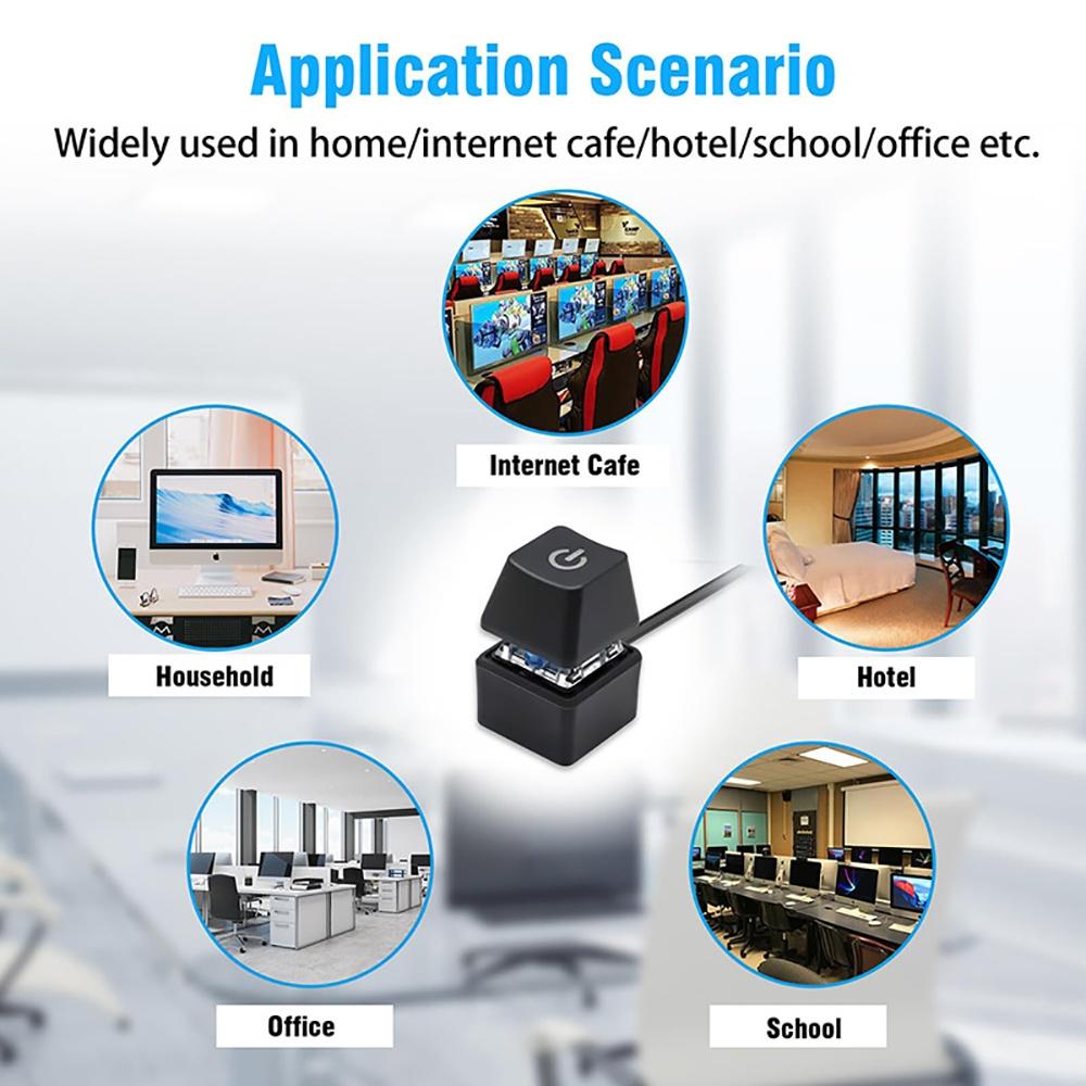 LED Light Computer Desktop External Power Switch Round Button for PC Motherboard Start On Off 1M Extension Cable Home Office