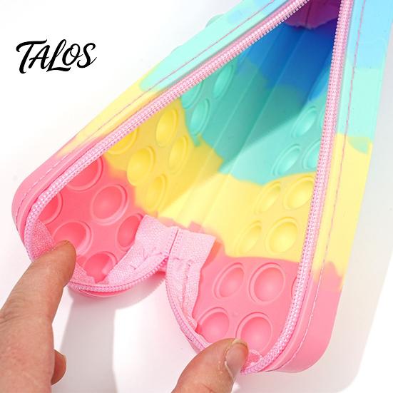 Pencil Box Silicone Tie-Dye Case, Squeezable Soft Stationery Organizer for Kids Teens, Unique Gradient Pen Case Random Pattern Pouch, Creative