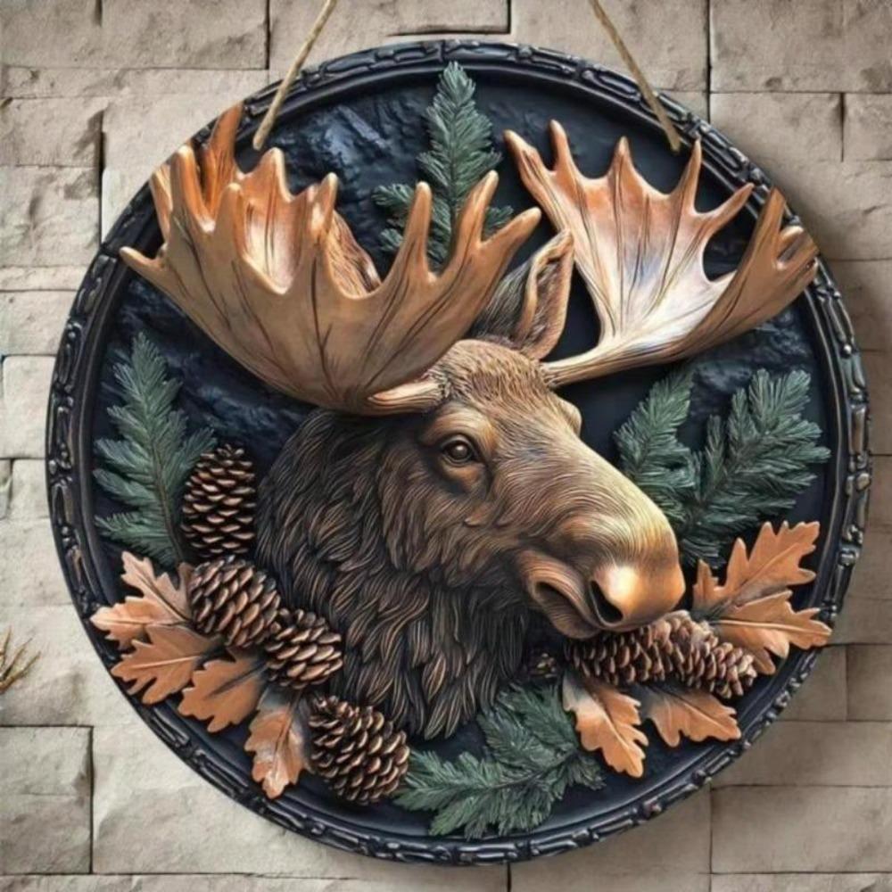 Metal Moose Tin Sign Wall Decor for Pub Kitchen Cafe Home Office