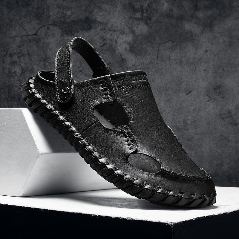 Hand-stitching Dual-Purpose Sandals Men's Super Beach Shoes New Trend Summer Flats New Style Sandals Hollow Out Male Slippers