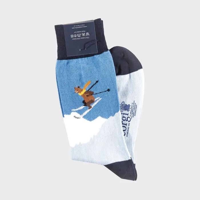 Skiing Bears Sock Navy/Blue