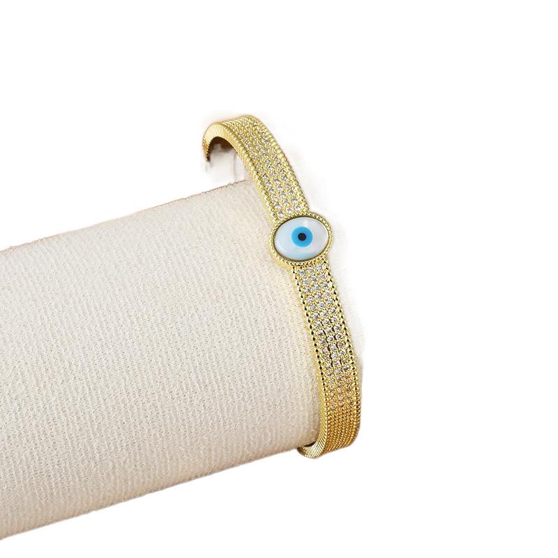 Micro Zircon Palm Geometric Ring Dripping Devil's Eye Open Ring Bracelet