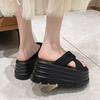 Fashion 8CM High Platform Slippers For Women Open Toe Leather Wedges Chunky Sandals New 2025 Summer Thick Bottom Female Beach Flip Flops