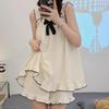 Fashion White Pajama Sets Women Sleeveless Bow Summer Cool Sweet Sleepwear Princess Soft Comfortable Tender Girlish Homewear Women's