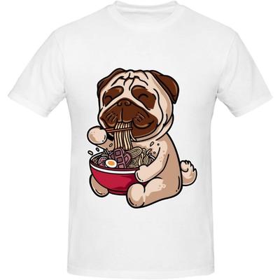 QIZYOQA Dog Eating Ramen T-Shirt Cotton Short Sleeve for Men Women T-Shirt
