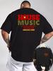Men's House Music Graphic T-Shirt Front Back Print Short Sleeve Trendy Tee Top