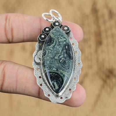 Natuurlijke Kambaba Jaspis Edelsteen Sieraden 925 Sterling Zilveren Hanger Voor Meisjes