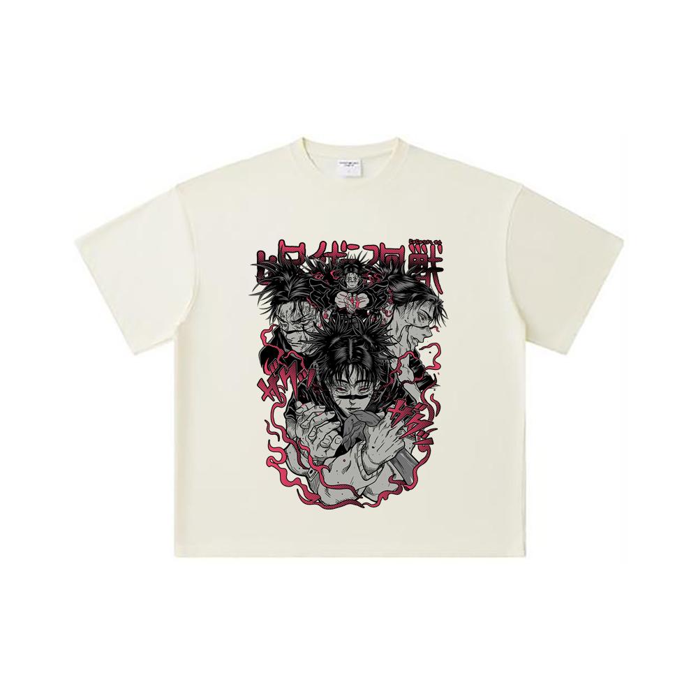 260 GSM Double Yarn 32 Count 100% Cotton Jujutsu Kaisen V17 Choso Print Unisex Heavy Cotton T Shirt