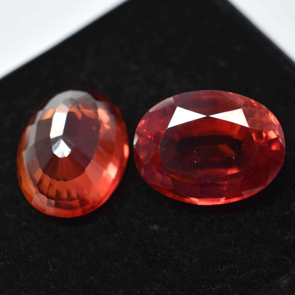 Natural Orange Sapphire Loose Gemstone 18.50 ct Oval Shape Pair September Birthday Birthstone