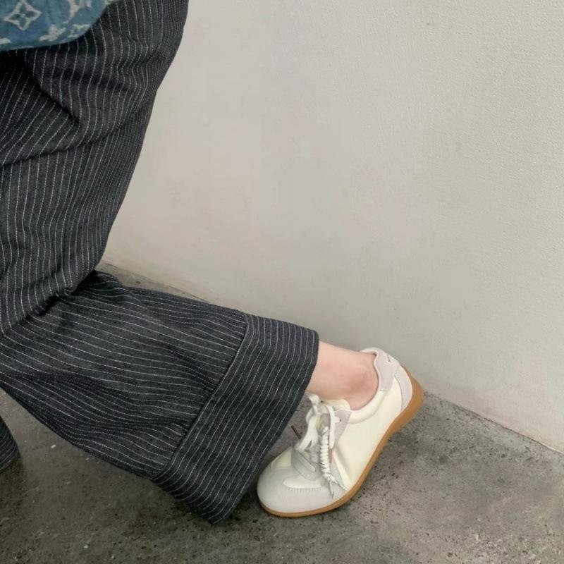 Sheepskin version~ Grape mother lace-up color matching round head versatile comfortable sports and leisure inner height increase leather training