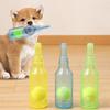 Dog Water Bottle Toy Interactive Dog Chew Toy Plastic Squeaky Bottle Teething Toy with Tennis Ball for Aggressive Chewers