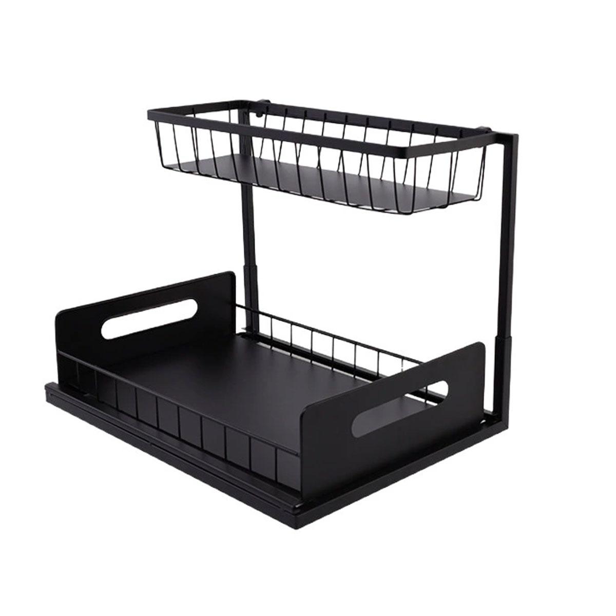 1PC Double Layer Pull Out Under Sink Organizer, Sliding Under Cabinet Storage Shelf, Multipurpose Kitchen Bathroom ZSY