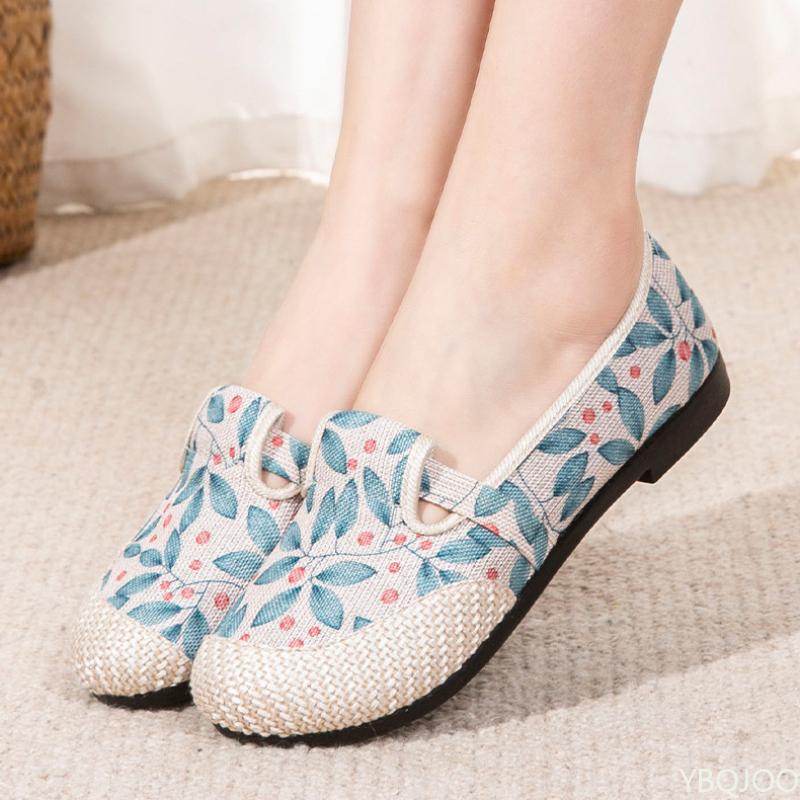 Bohemian Cloth Shoes Women's Spring and Autumn Soft Soled Linen Breathable Ethnic Style Women's Embroidered Shoes Zapatos Mujer