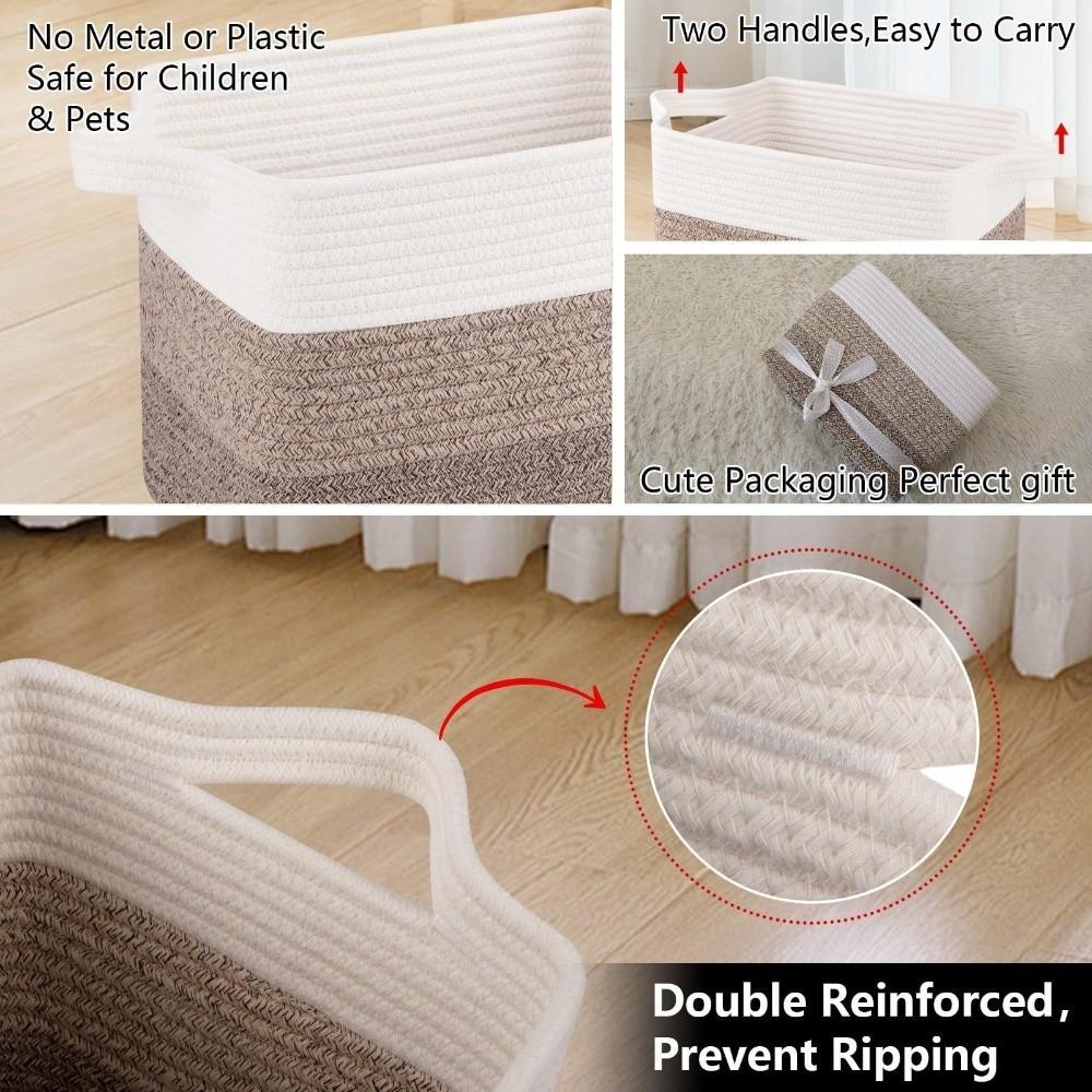 NEW 15x10x9 Inch Cotton Rope Basket Large Capacity 22L Laundry Basket Storage Woven Storage Bin for Living Room
