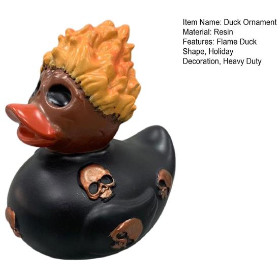 Halloween Flame Duck Statue Gothic Skull Duck Figurine Resin Sculpture Holiday Party Desktop Decoration Ornament