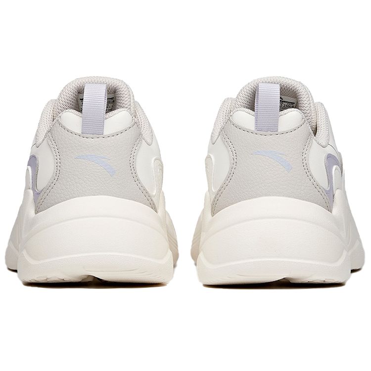 Anta Lifestyle Series Fabric Synthetic Leather Wear-Resistant Non-Slip Shock Absorbing Low-Top Dad Shoes Women Sneaker White Purple 122048881-1