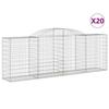 VidaXL Paniers à gabions arqués 20 pcs 300x50x100/120 cm fer galvanisé, gabion, cage de gabion, panier de mur de gabion, mur 3146715