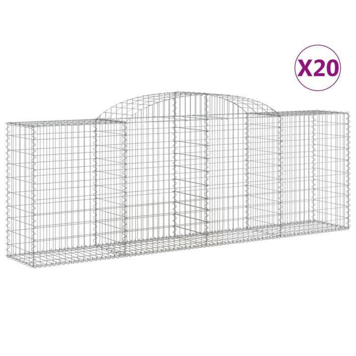 VidaXL Paniers à gabions arqués 20 pcs 300x50x100/120 cm fer galvanisé, gabion, cage de gabion, panier de mur de gabion, mur 3146715