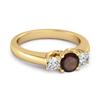 Granat Runder Dreisteinring - 925 Sterlingsilber Gold Vermeil