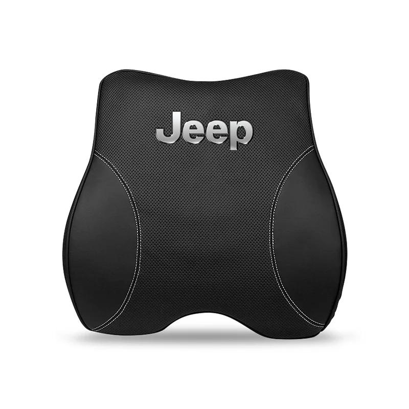Per Auto Jeep Supporto Lombare Cuscino Vita in Pelle per Poggiatesta Sedile Per Jeep Grand Cherokee Wrangler JK Gladiator Compass Rene