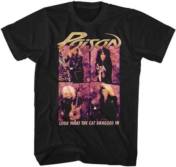 Poison Look What The Cat Dragged In Men's T Shirt 80's Rock Band Merch