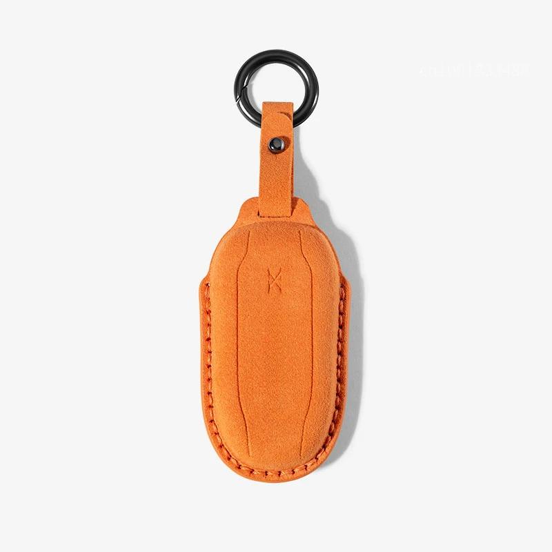 Car Key Fob Case Cover Shell Fob For Tesla Model 3/X Model S/Y Keychain Key Bag Holder Protector Suede Key Case Accessories