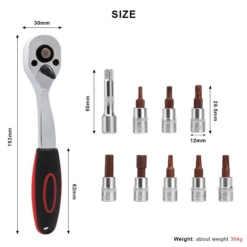 1/4" Torque Ratchet Wrench Set Bicycle Repair Tools For Vehicle Bike Socket Screwdriver Kit Cycling Allen Key Spanner Hand Tool