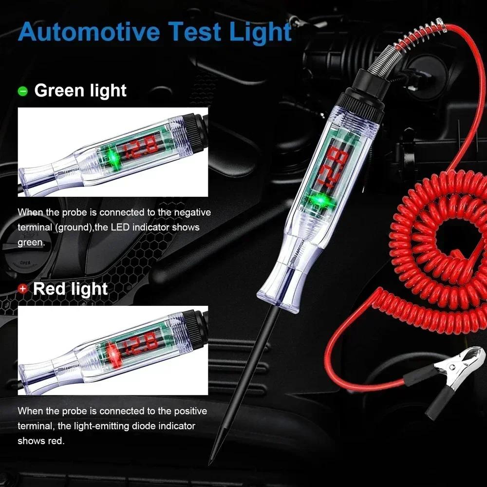 Car Truck Voltage High Quality Circuit Tester 6V 12V 24V DC Digital Display Long Probe Test Pen Automobile Diagnostic Tools