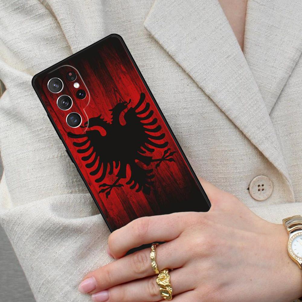 Albanian Flag Eagle Banner Cell Phone Case for Samsung Galaxy S26 Ultra S25 S24 S23 S22 S21 S20 Note10 Cover Galaxy S24+