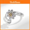 Verstellbarer Ring mit Blumenmuster zur Linderung von Angstzuständen, mit Zirkonia für Damen