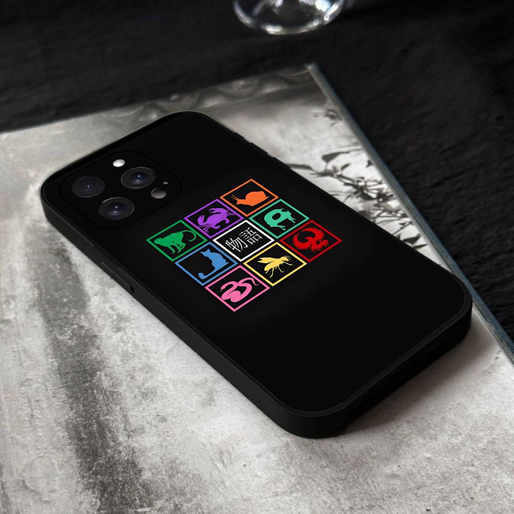 

Anime Monogatari Series Phone Case Black Silicone Soft Shell For IPhone 17 16 15 14 13 12 11 Air Pro Max Plus Hot Sale iphone 15