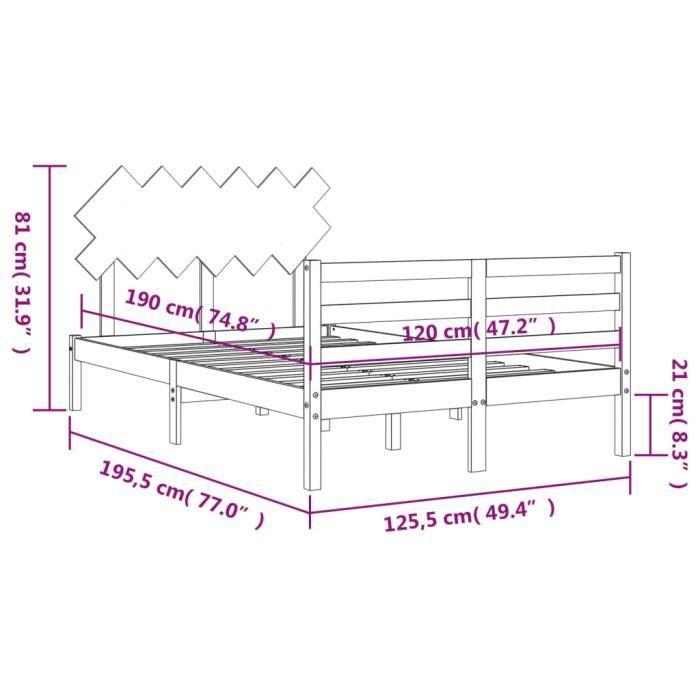VidaXL Bed Frame with Headboard White Small Double Solid Wood 3195257